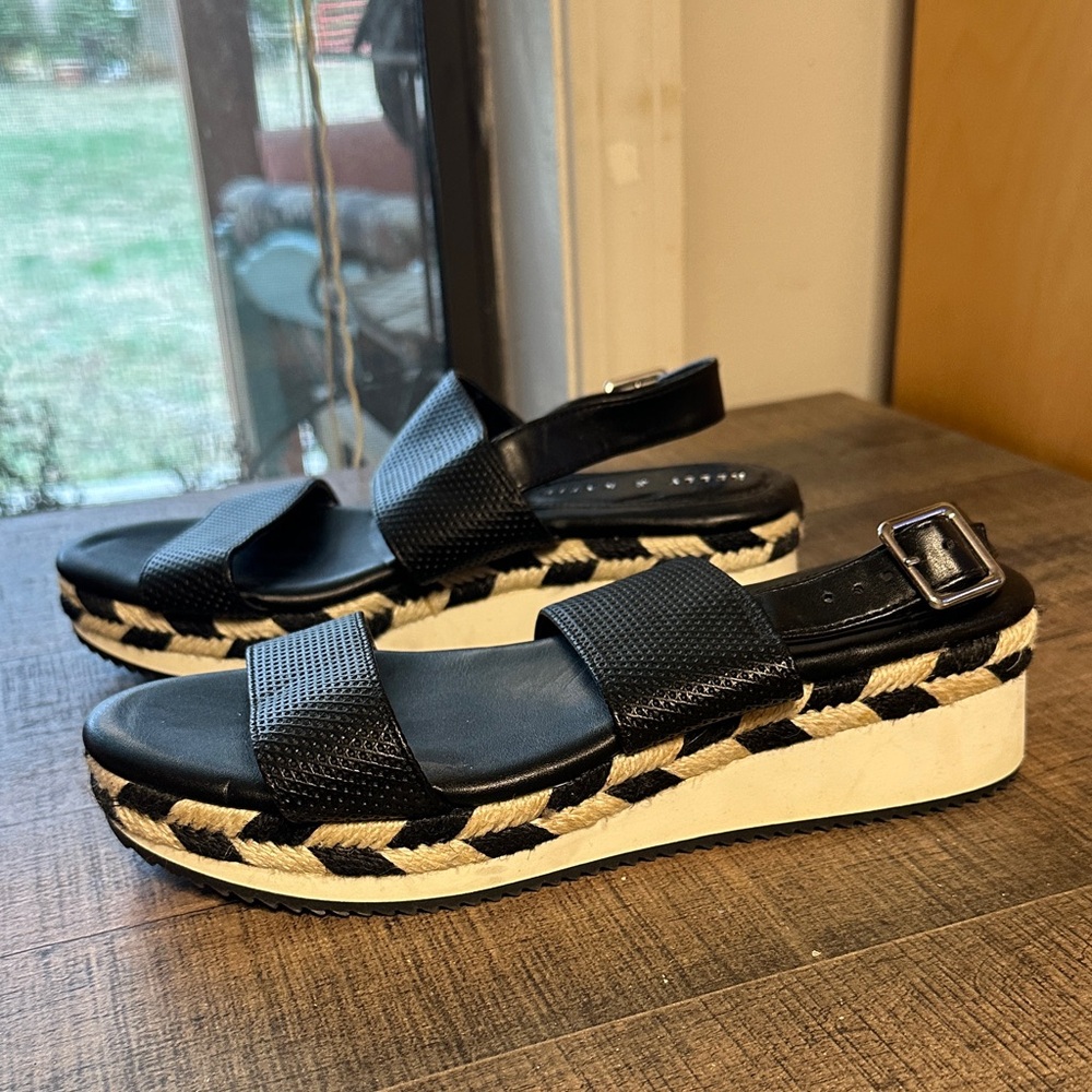 Kelly & Katie Black and Cream Espadrille Sandals
